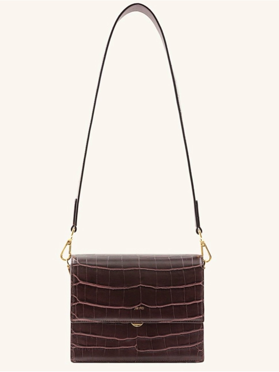 Jw Pei Brown Croc Embossed Shoulder / Crossbody Bag + Extra Strap + Dust Bag